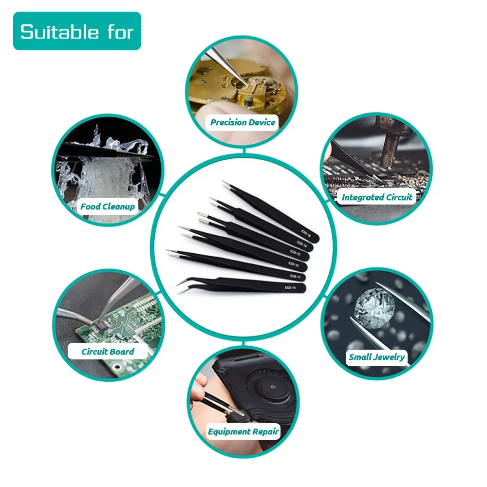 6 Stuks Precisie Pincet Set ES - Electronics Repair Workshop recensie en prijs
