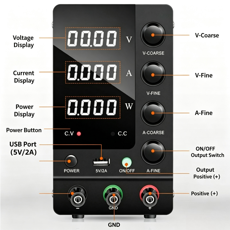 0-32V 0-6A variabel geregelde  - Electronics Repair Bench recensie en prijs